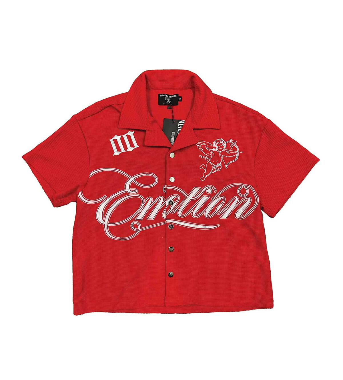 Mixed Emotions Signature Button Up Tee Red